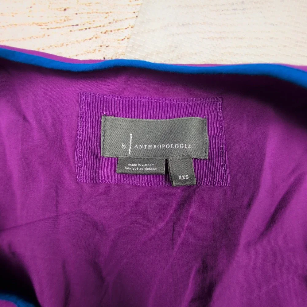 Anthropologie  The Mimi Purple Midi Dress V Neck Ruffle Sleeve ‎ XXS